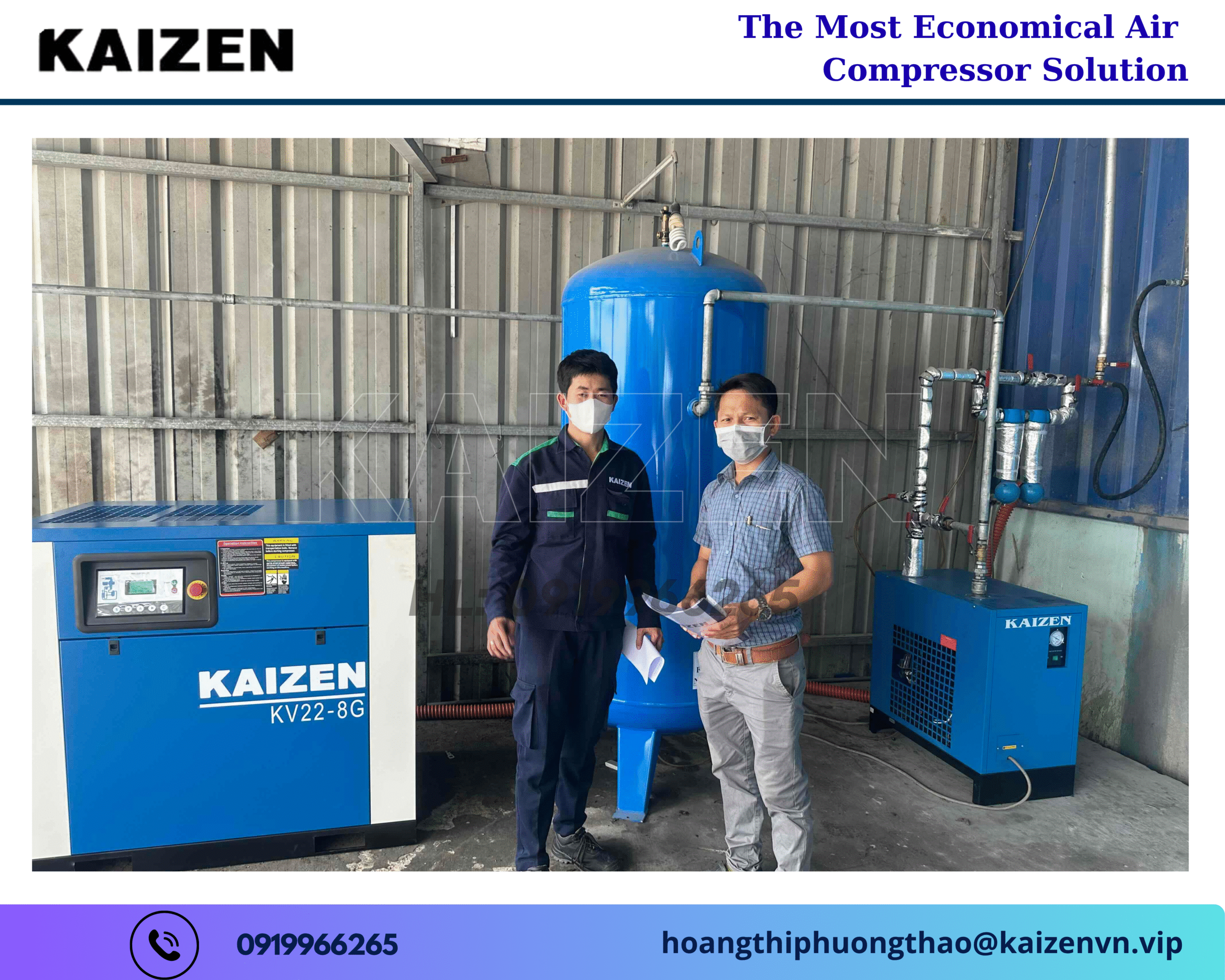Máy nén khí trục vít 132KW 180HP KAIZEN