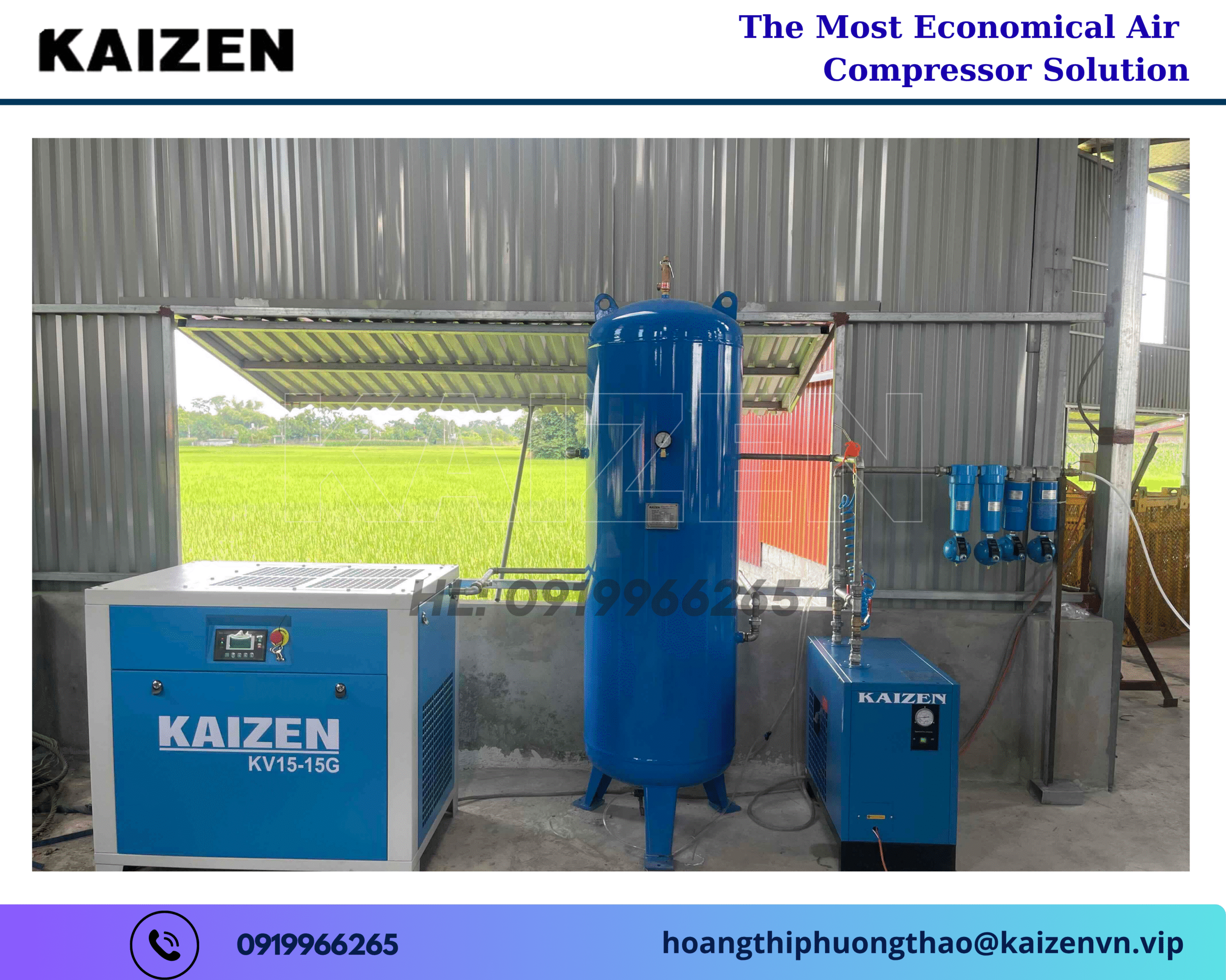 Máy nén khí trục vít 30KW 40HP KAIZEN 