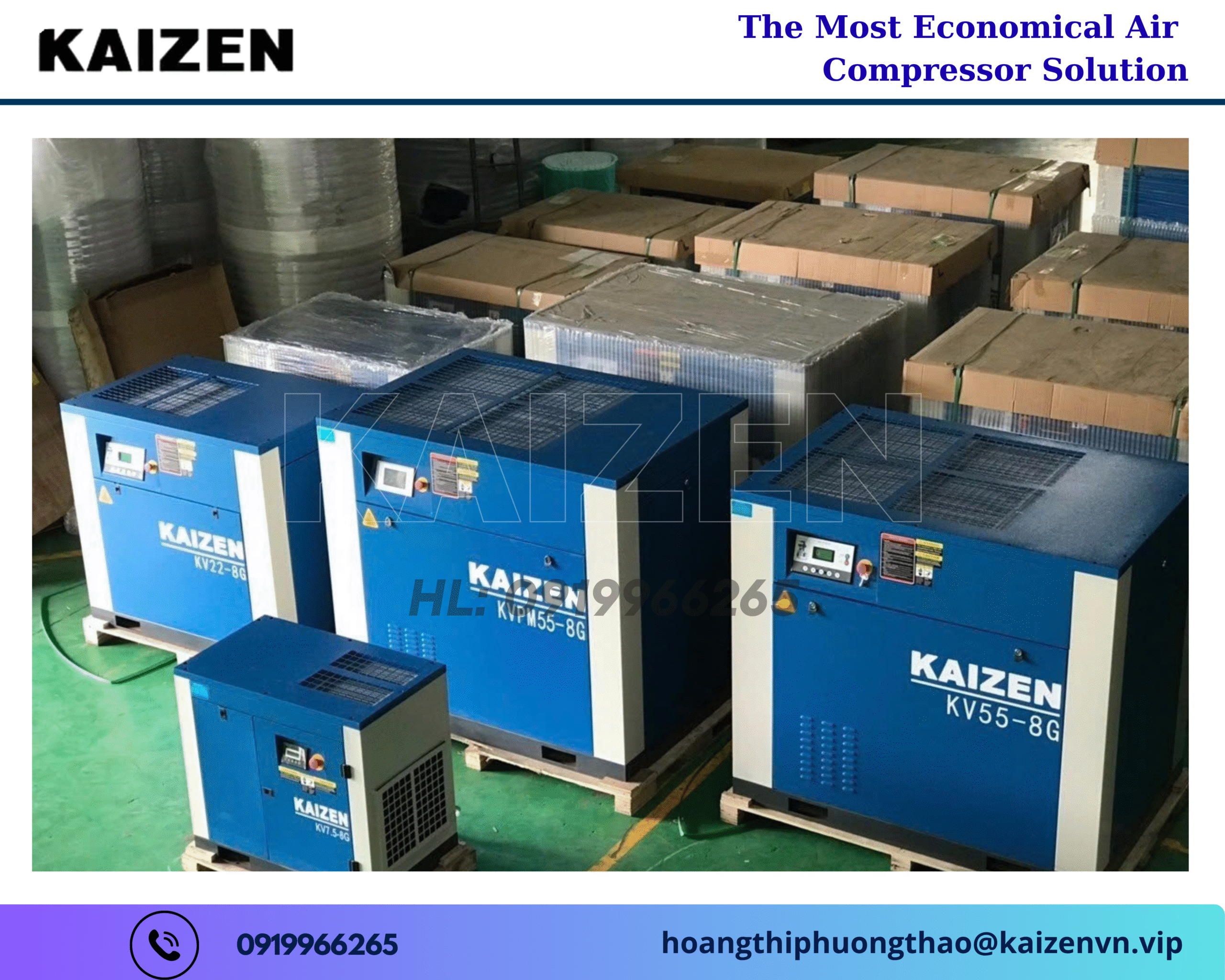 Máy nén khí trục vít 90KW 125HP KAIZEN