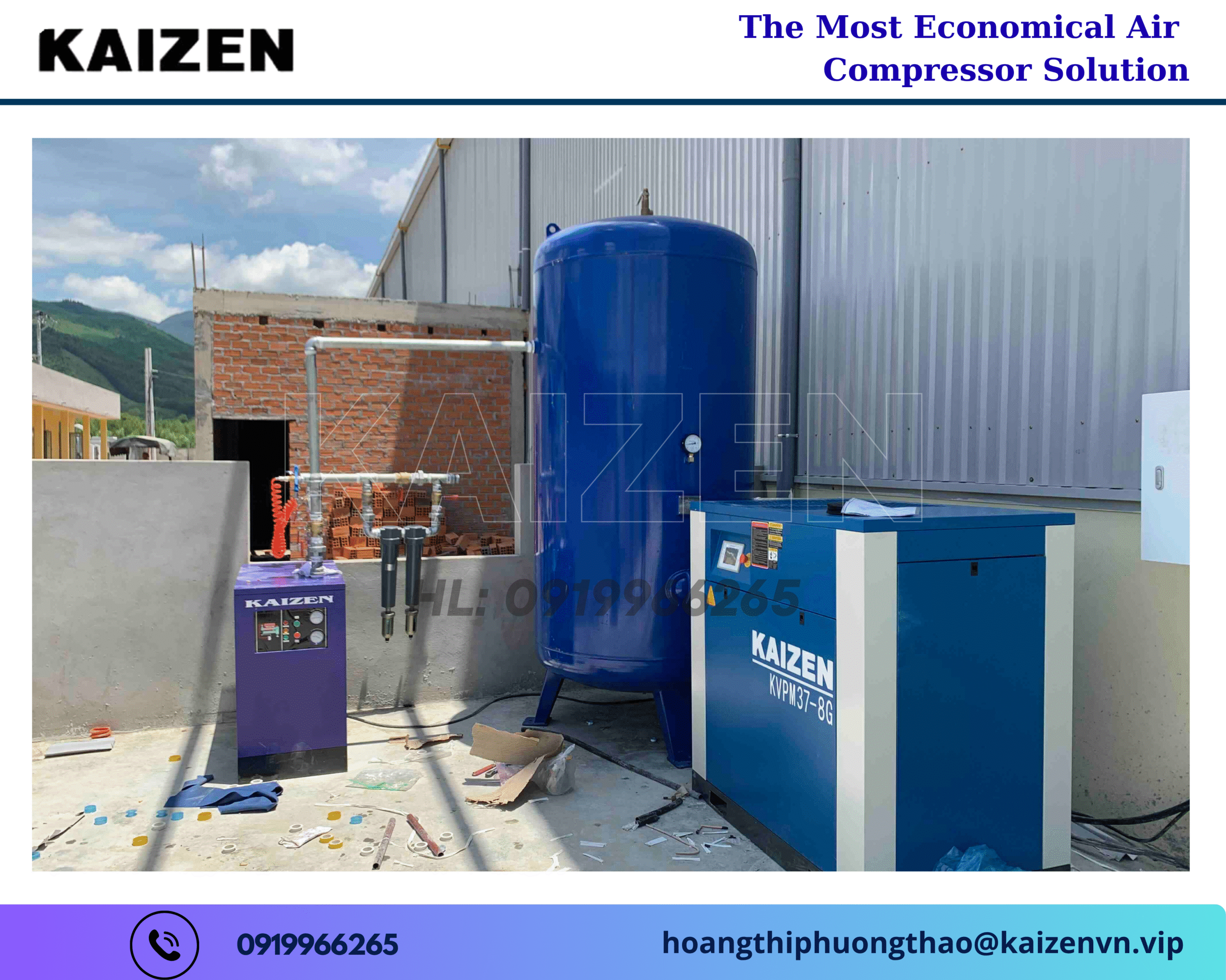 Máy nén khí trục vít 90KW 125HP KAIZEN