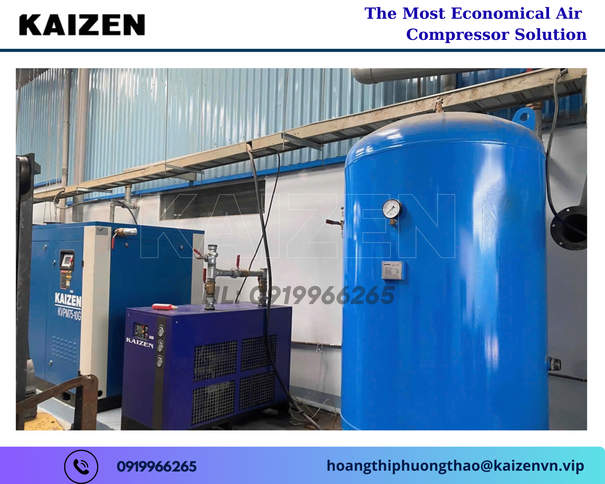 Máy nén khí trục vít 90KW 125HP KAIZEN