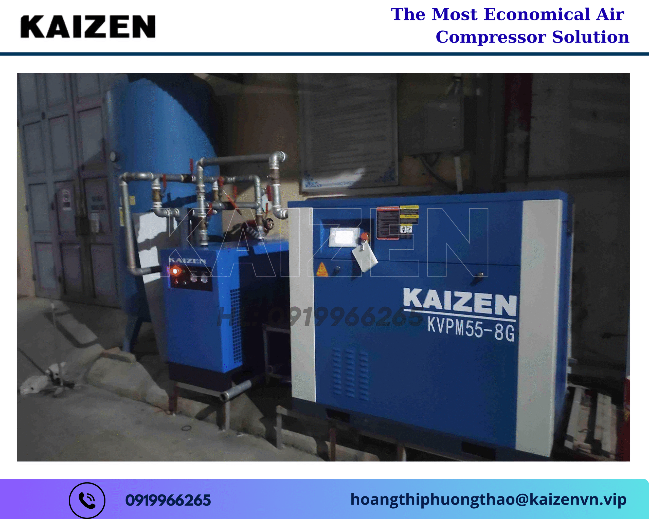 Máy nén khí trục vít 90KW 125HP KAIZEN