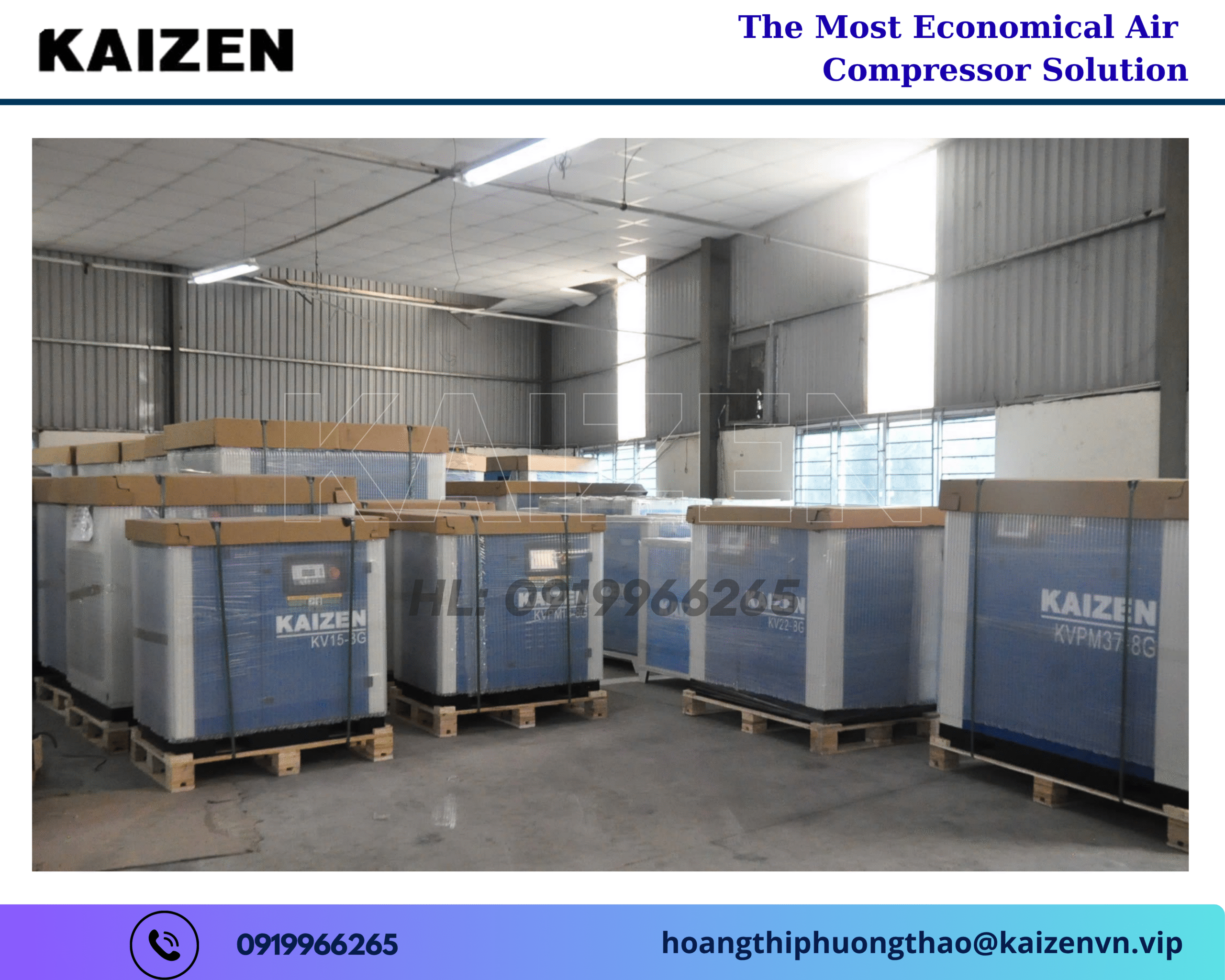 Máy nén khí 10hp 7.5kw biến tần Inverter Kaizen