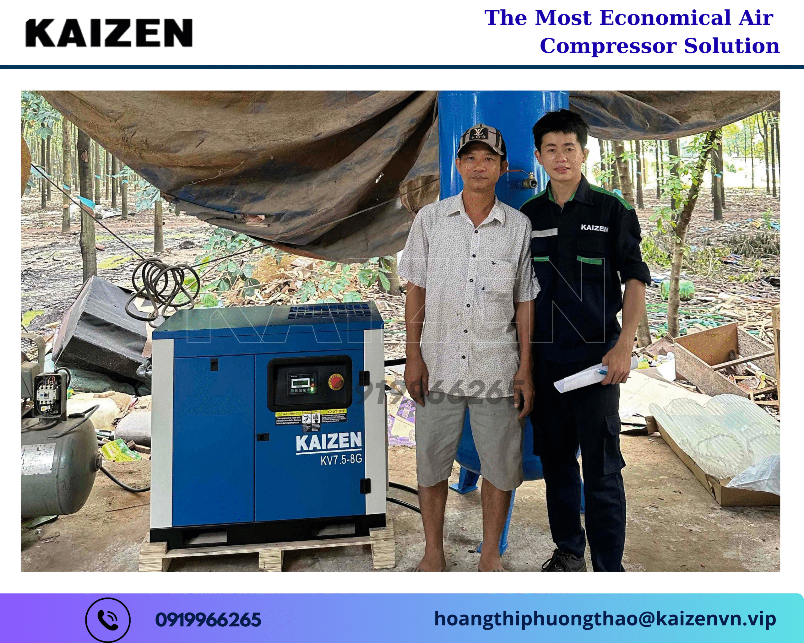 Máy nén khí 10hp 7.5kw biến tần Inverter Kaizen