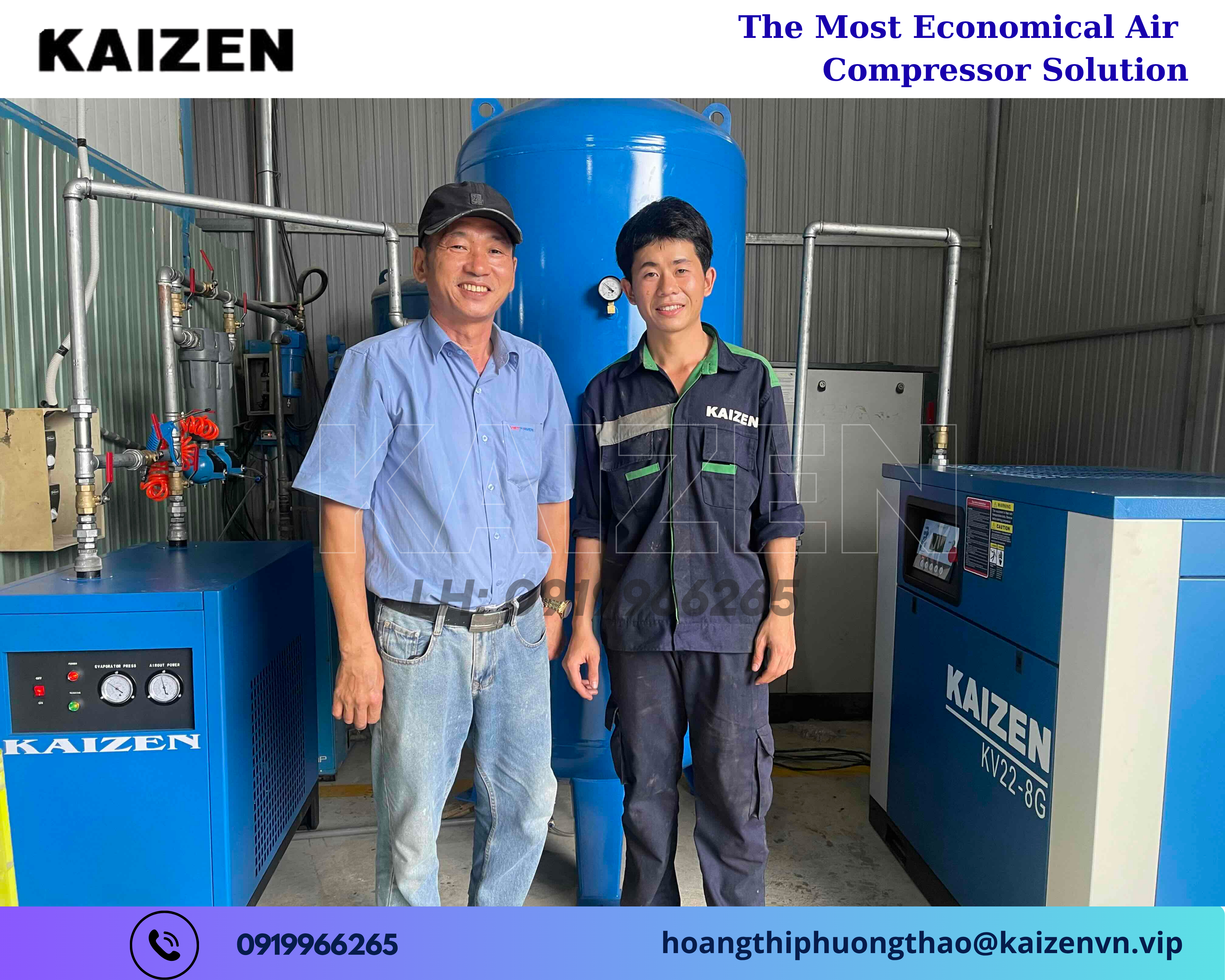 Máy nén khí 110KW 150HP biến tần Inverter KAIZEN