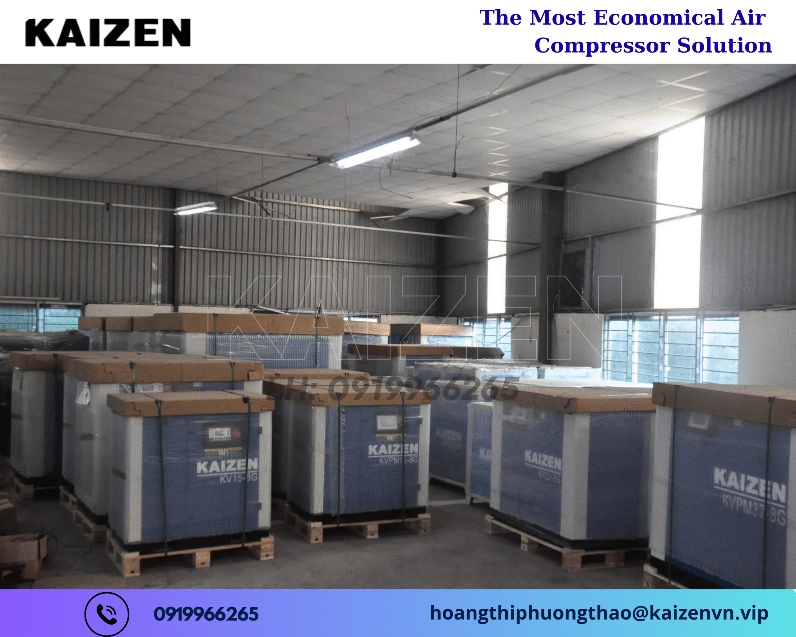 Máy nén khí 60HP 45KW biến tần Inverter Kaizen